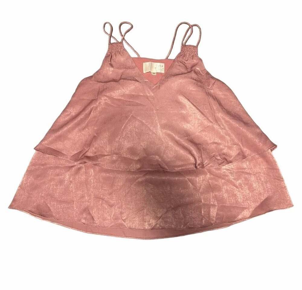J.O.A. Los Angeles Pink Shimmer Layered Spaghetti Strap Cami Top Size Small